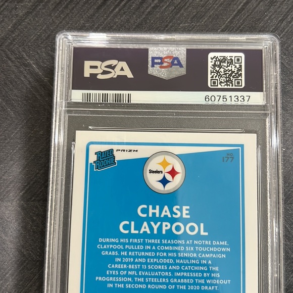 2020 Panini Donruss Optic - CHASE CLAYPOOL GEM MINT PSA 10 - Picture 3 of 4